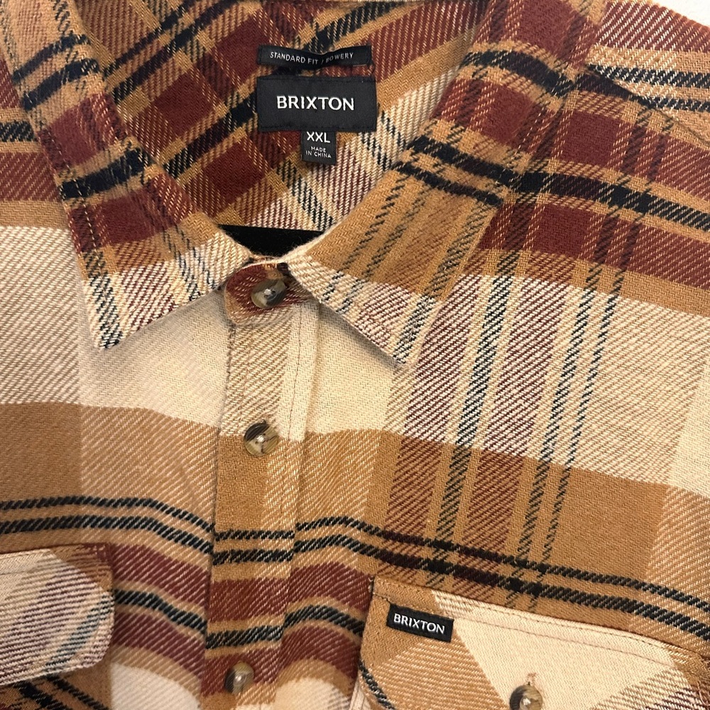 Brixton Casual Button Down Shirt Brown and Cream